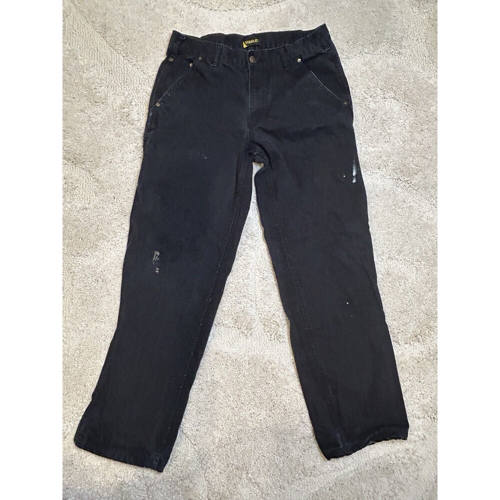 Stanley Workwear Carpenter Jean Black 32x32 Preworn Thrashed Industrial Grunge